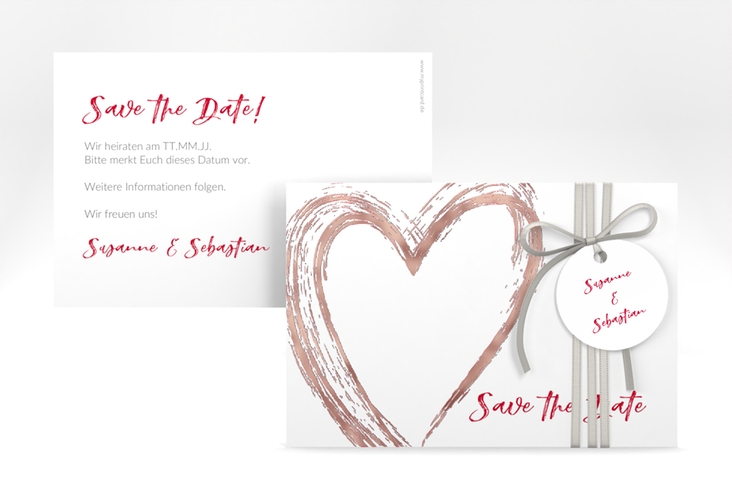 Save the Date-Karte Liebe A6 Karte quer rosegold