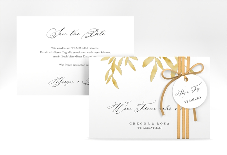 Save the Date-Karte Demure A6 Karte quer gold