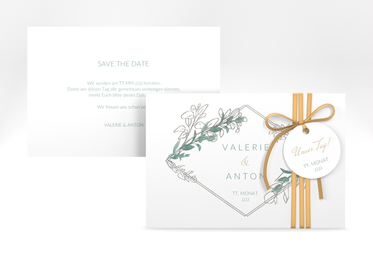 Save the Date-Karte Verde A6 Karte quer silber
