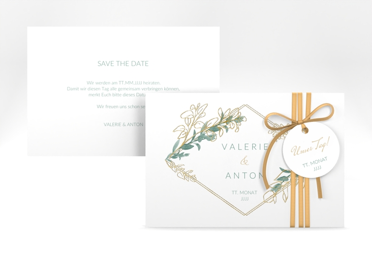 Save the Date-Karte Verde A6 Karte quer gold