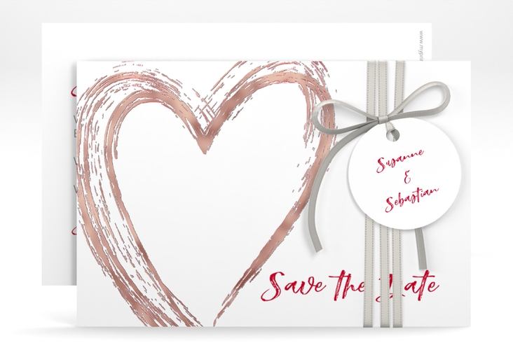 Save the Date-Karte Liebe A6 Karte quer rosegold