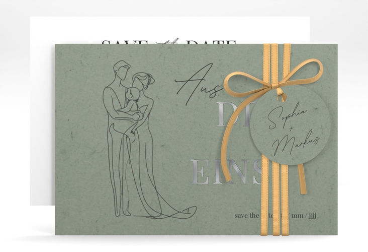 Save the Date-Karte Vereint A6 Karte quer silber