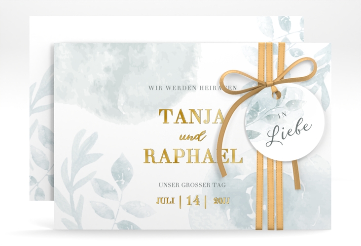 Save the Date-Karte Blätterdruck A6 Karte quer gold