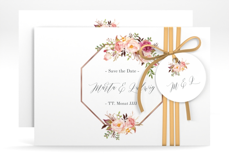 Save the Date-Karte Prachtvoll A6 Karte quer rosegold