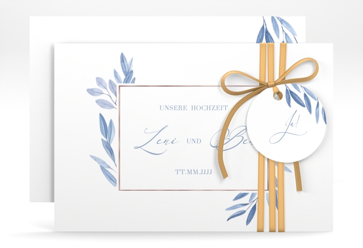 Save the Date-Karte Classicblue A6 Karte quer rosegold