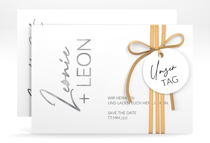 Save the Date-Karte Your Name A6 Karte quer silber