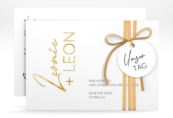 Save the Date-Karte Your Name A6 Karte quer gold