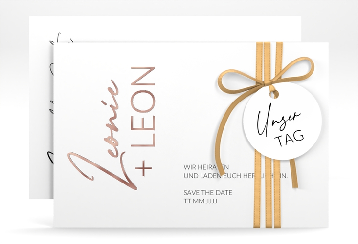 Save the Date-Karte Your Name A6 Karte quer rosegold