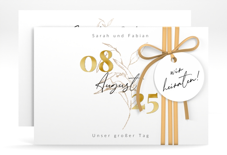 Save the Date-Karte Seed A6 Karte quer gold