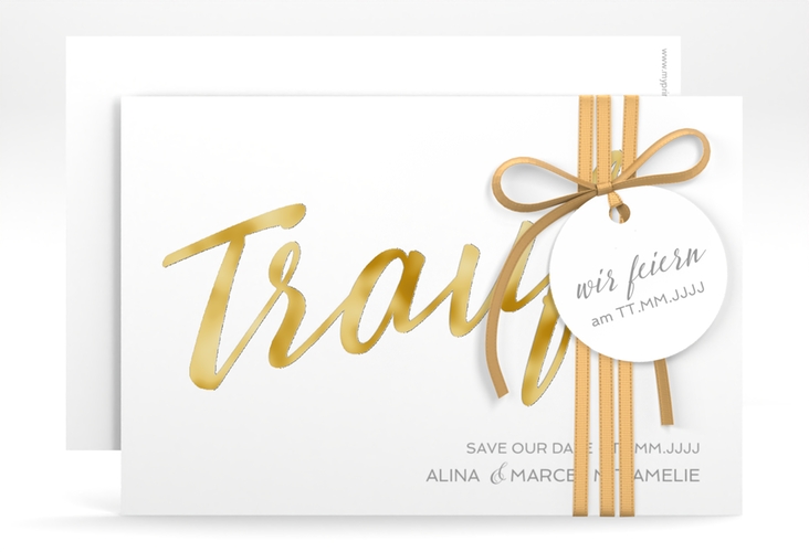 Save the Date-Karte Traufe A6 Karte quer gold