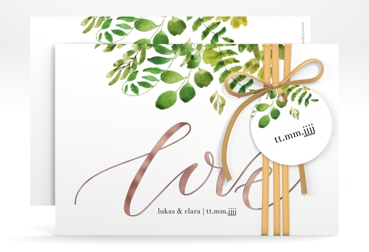 Save the Date-Karte Botany A6 Karte quer rosegold