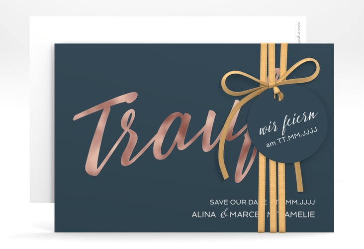 Save the Date-Karte Traufe A6 Karte quer rosegold