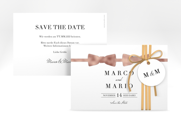 Save the Date-Karte Suits A6 Karte quer rosegold