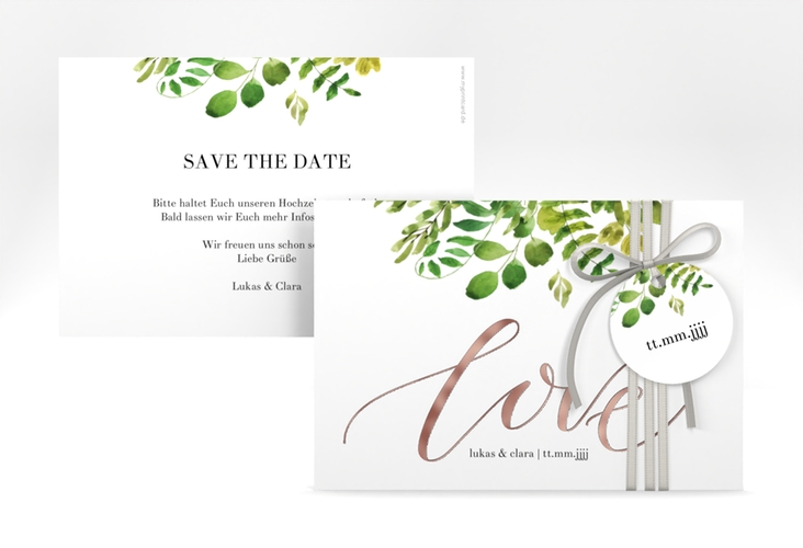 Save the Date-Karte Botany A6 Karte quer rosegold