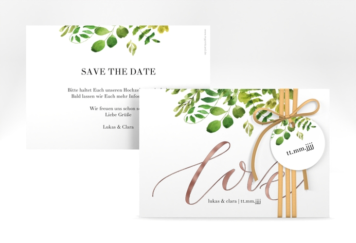 Save the Date-Karte Botany A6 Karte quer rosegold