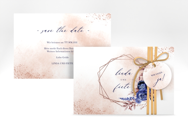 Save the Date-Karte Saphir A6 Karte quer rosegold