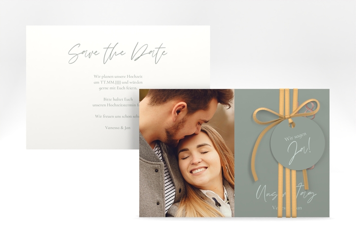 Save the Date-Karte Day A6 Karte quer rosegold mit Datum im minimalistischen Design
