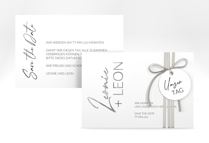 Save the Date-Karte Your Name A6 Karte quer silber