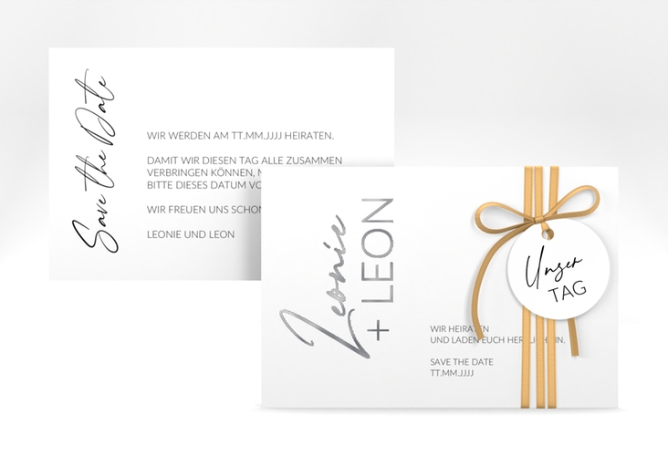 Save the Date-Karte Your Name A6 Karte quer silber
