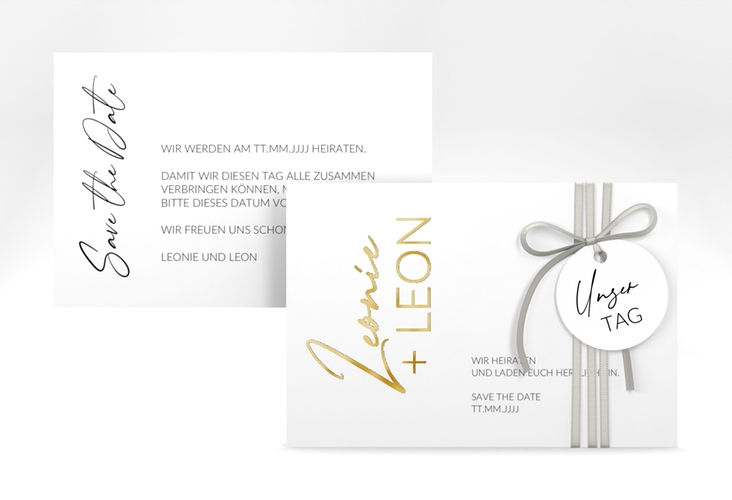 Save the Date-Karte Your Name A6 Karte quer gold