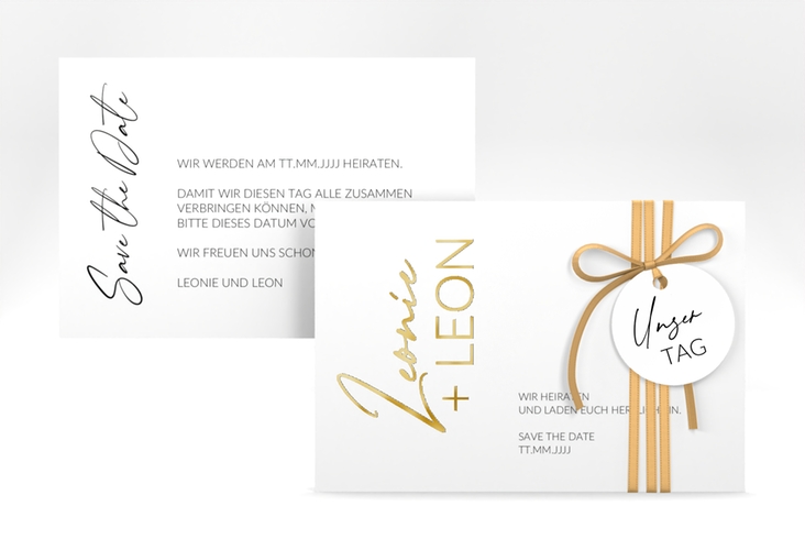 Save the Date-Karte Your Name A6 Karte quer gold