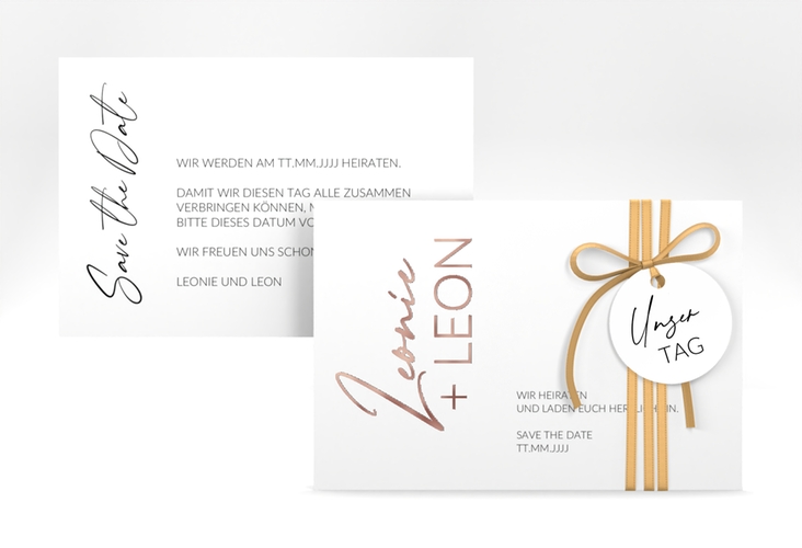Save the Date-Karte Your Name A6 Karte quer rosegold