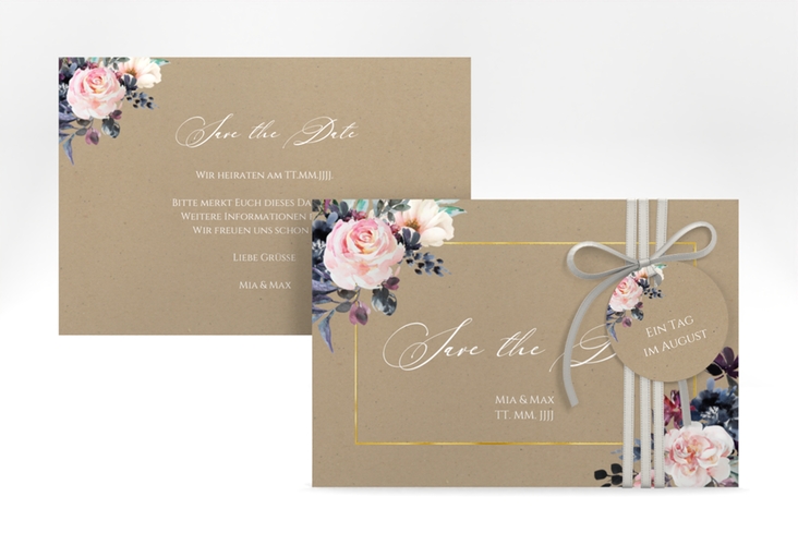 Save the Date-Karte Abendlicht A6 Karte quer gold