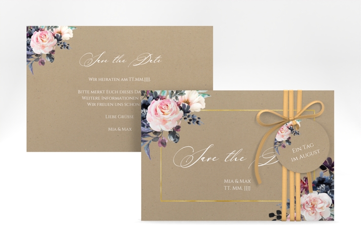 Save the Date-Karte Abendlicht A6 Karte quer gold