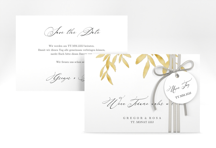 Save the Date-Karte Demure A6 Karte quer gold
