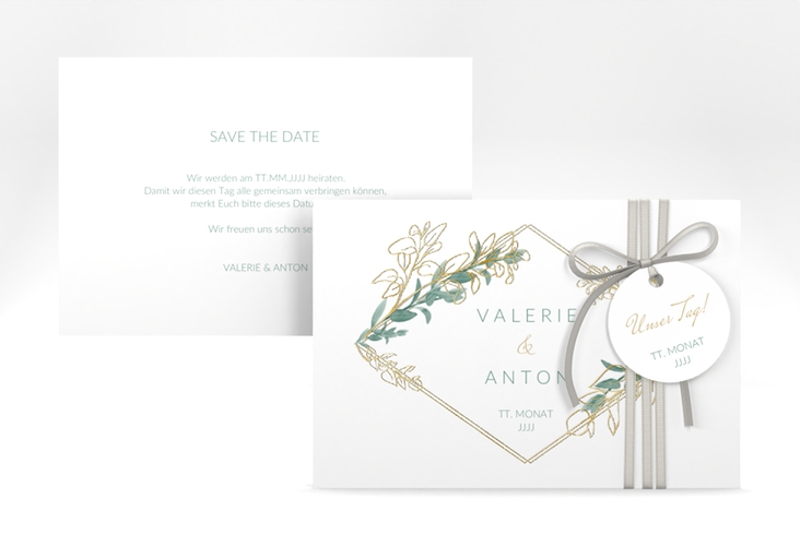 Save the Date-Karte Verde A6 Karte quer gold
