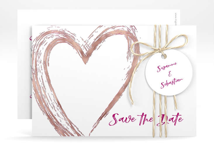 Save the Date-Karte Liebe A6 Karte quer pink rosegold