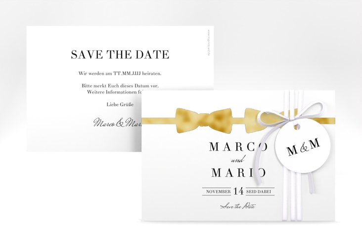 Save the Date-Karte Suits A6 Karte quer blau gold
