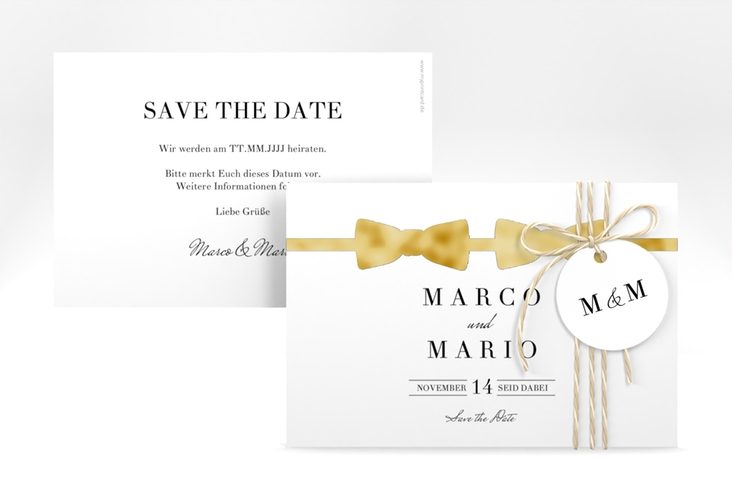 Save the Date-Karte Suits A6 Karte quer blau gold