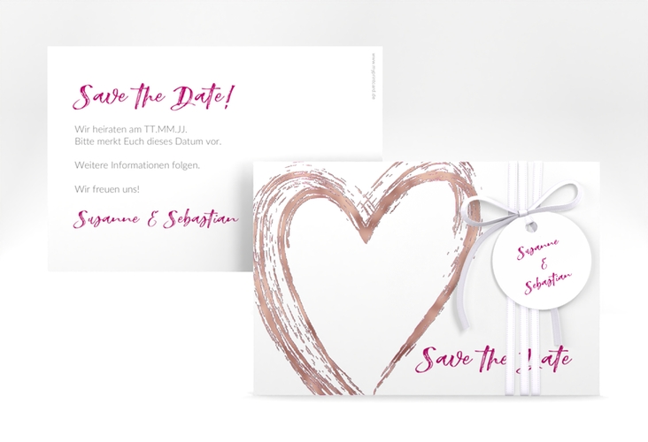 Save the Date-Karte Liebe A6 Karte quer pink rosegold