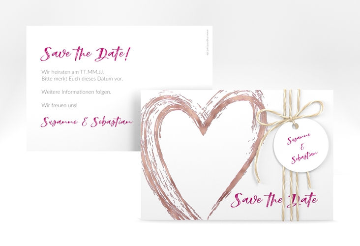Save the Date-Karte Liebe A6 Karte quer pink rosegold