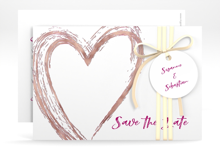 Save the Date-Karte Liebe A6 Karte quer pink rosegold