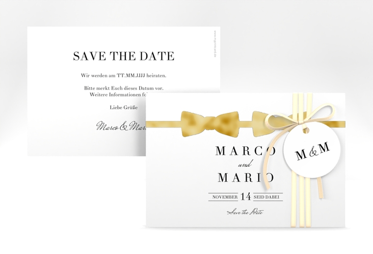 Save the Date-Karte Suits A6 Karte quer blau gold