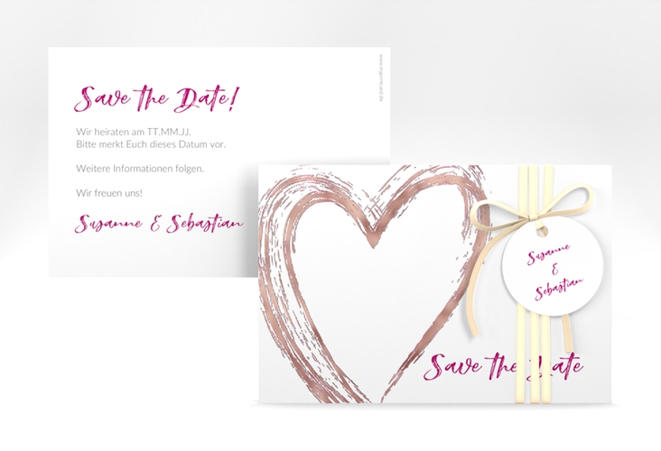Save the Date-Karte Liebe A6 Karte quer pink rosegold