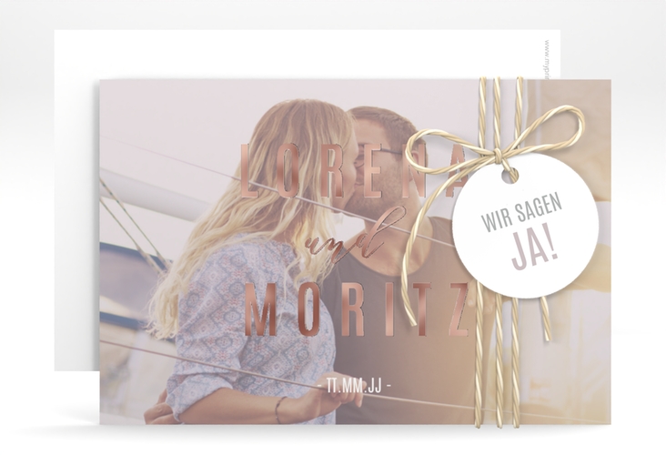 Save the Date-Karte Memory A6 Karte quer grau rosegold