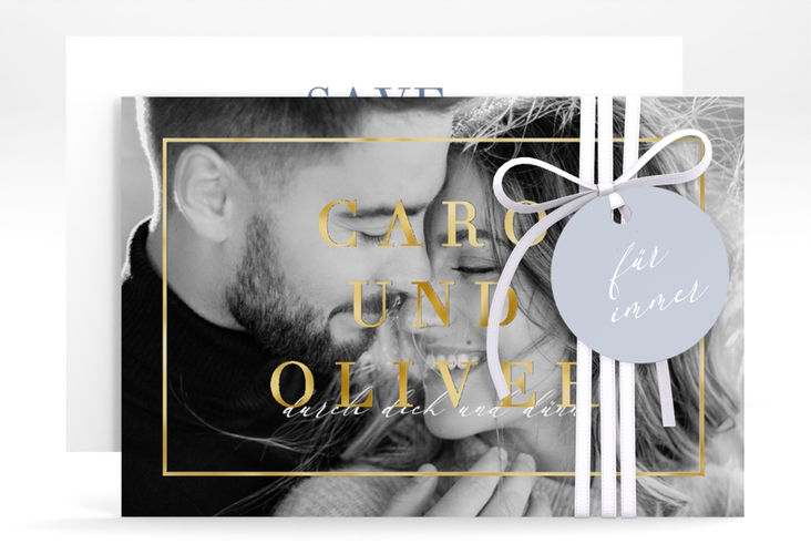 Save the Date-Karte Moment A6 Karte quer blau gold