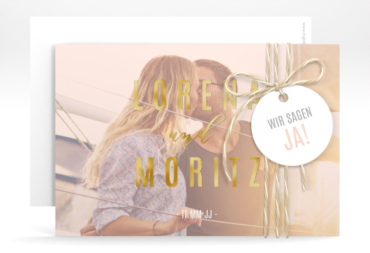 Save the Date-Karte Memory A6 Karte quer rosa gold