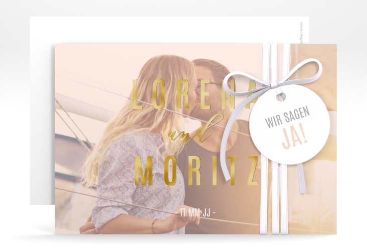 Save the Date-Karte Memory A6 Karte quer rosa gold