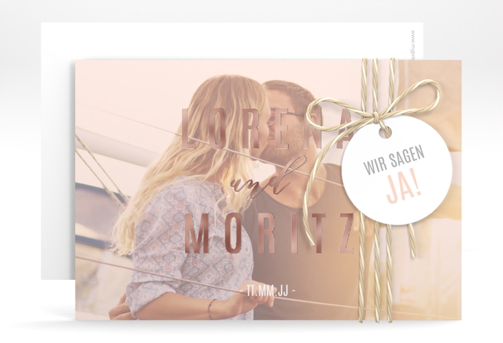 Save the Date-Karte Memory A6 Karte quer rosa rosegold