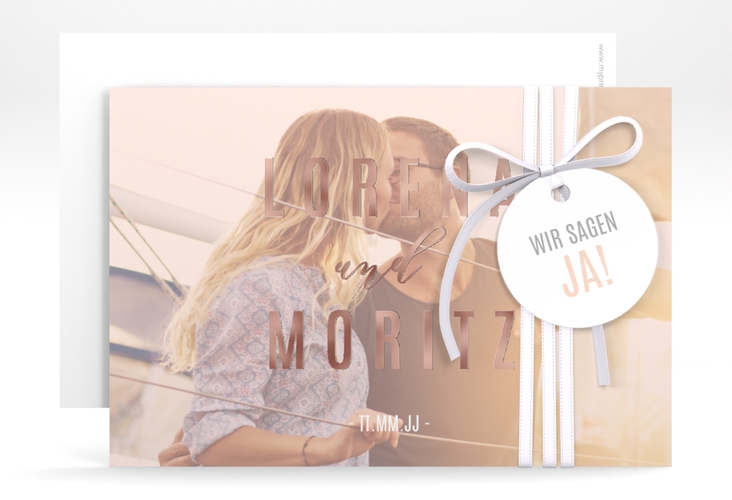 Save the Date-Karte Memory A6 Karte quer rosa rosegold