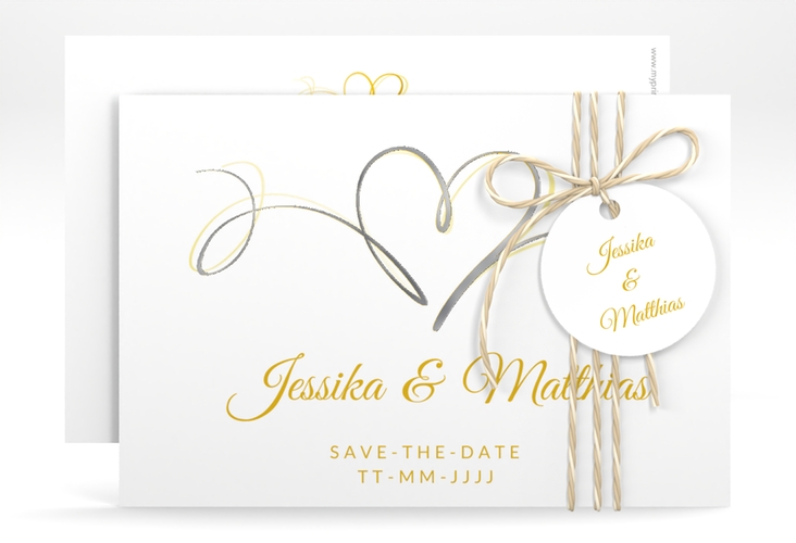 Save the Date-Karte Envie A6 Karte quer gold silber