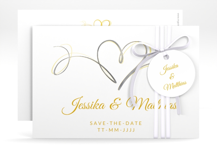 Save the Date-Karte Envie A6 Karte quer gold silber