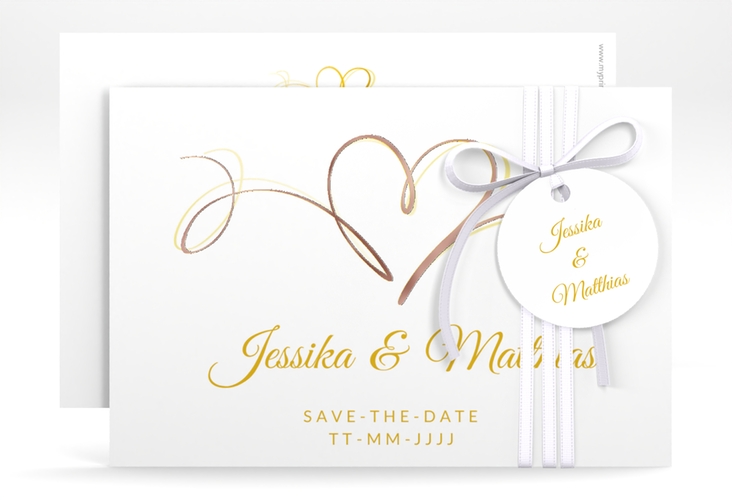 Save the Date-Karte Envie A6 Karte quer gold rosegold