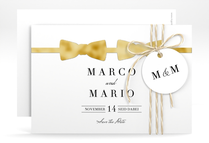 Save the Date-Karte Suits A6 Karte quer blau gold