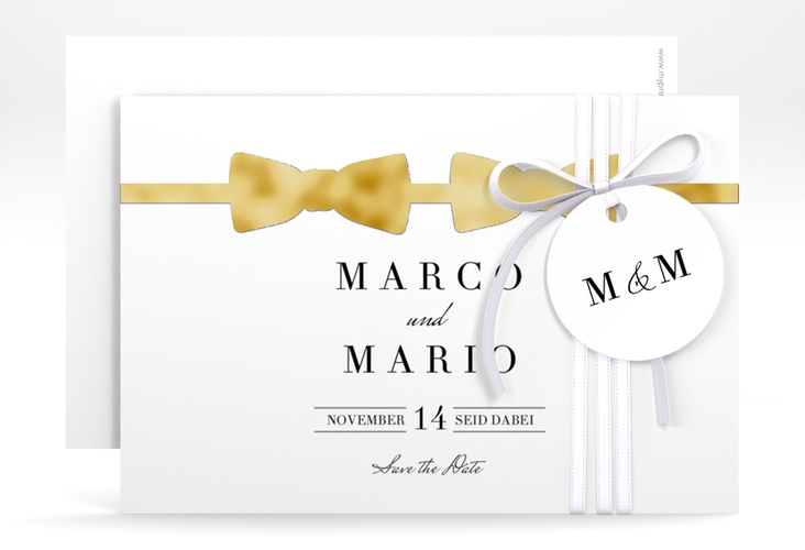 Save the Date-Karte Suits A6 Karte quer blau gold