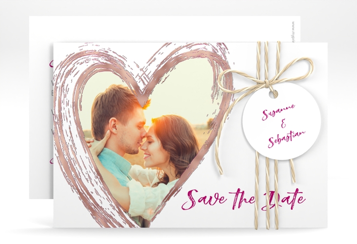 Save the Date-Karte Liebe A6 Karte quer pink rosegold